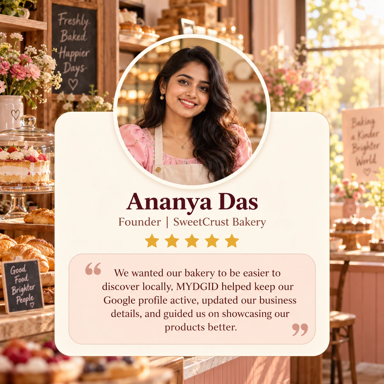 Client review card from Ananya Das