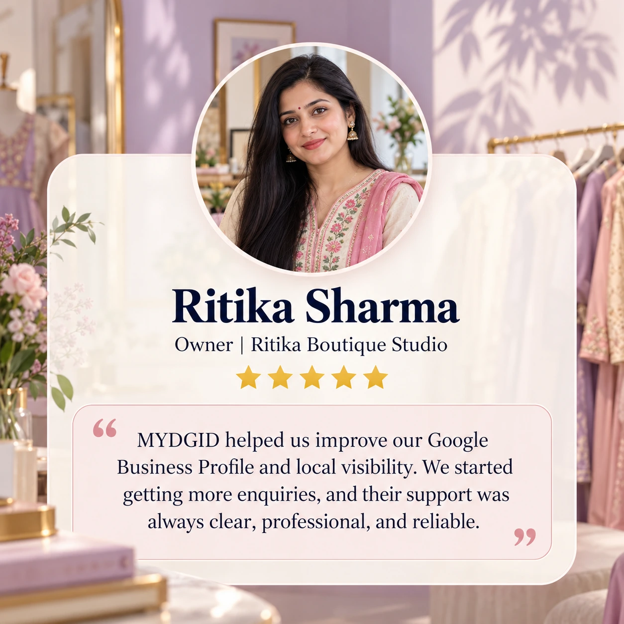 Client review card from Ritika Sharma