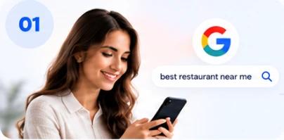 A potential customer searching on Google from a smartphone